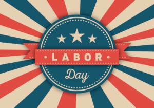 Graphic with Labor Day and USA flag colors